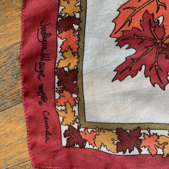 Vintage Jocelyne Mauge Fall Scarf Autumn Leaves - Picture 2 of 5